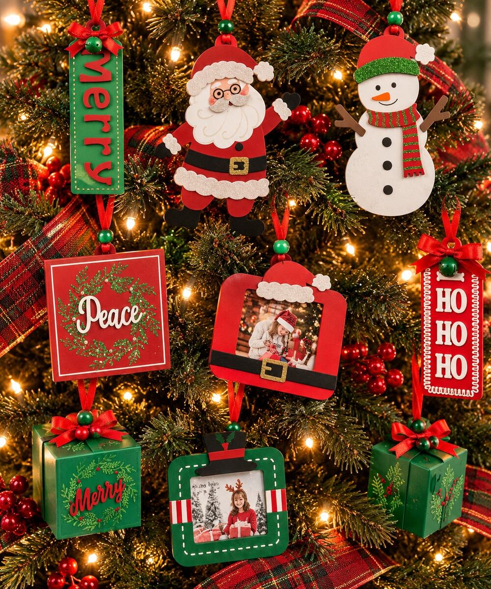 Christmas Ornaments Santa Snowman Photo Frames Signs Holiday Decor Lot 30 Piece